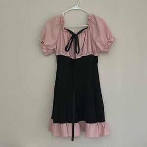 Pink black Dress Kpop ribbon